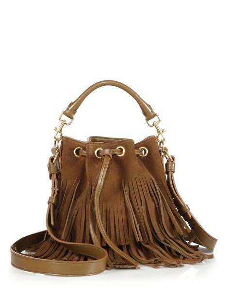 suede fringe bag brown.